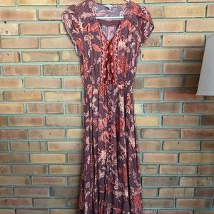 Boho Maxi Dress with Button Front